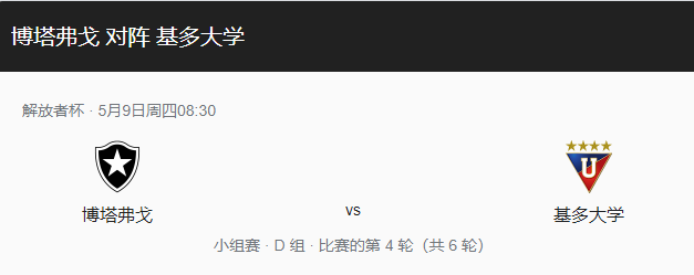 博塔弗戈vs基多大学比分预测、伤停情况介绍及赛事前瞻！-图1