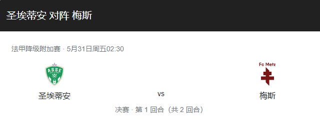 圣埃蒂安VS梅斯比分预测、伤停及近期状态分析！-图1