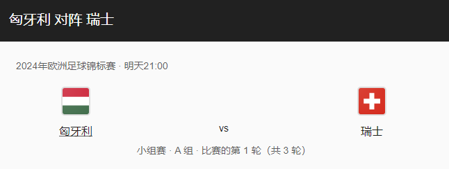 匈牙利VS瑞士比分预测、近期状态及历史战绩回顾！-图1